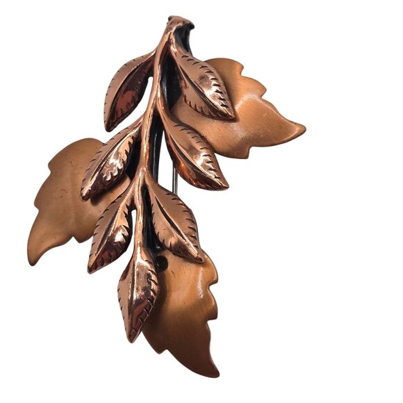 Vtg Brooch Leaf Copper Matisse Renoir Autumn Fall Whimsigoth Fairy Cottage Pin - Picture 9 of 10